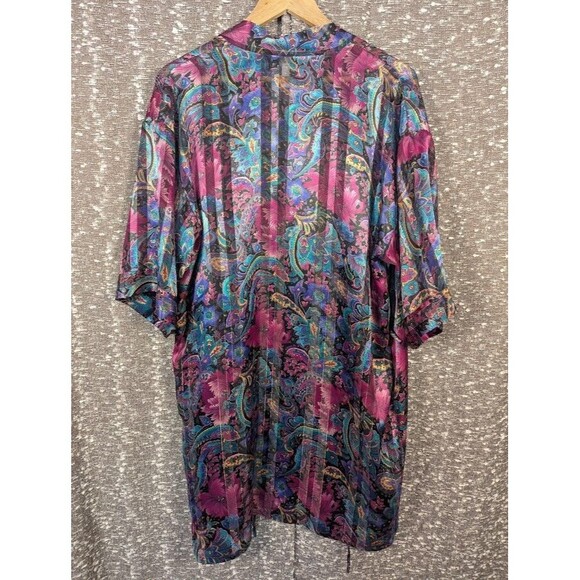 Vintage Inner‎ Most Floral Lounge Wrap Satin Robe Women's Medium - Picture 6 of 8